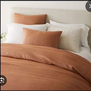 Brand New European Flax Linen West Elm Duvet King Terracotta Melange